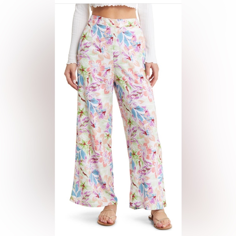 Roxy Midnight Avenue Floral Wide Leg Pants. Small. NWOT.
